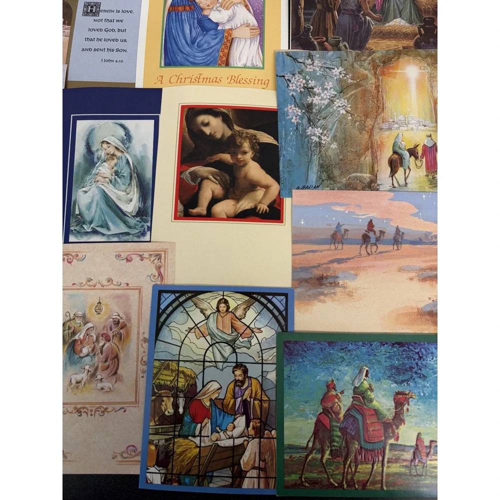 Vintage Christmas Cards Fronts ONLY Nativity Scrapbooking Crafts Lot of 50+